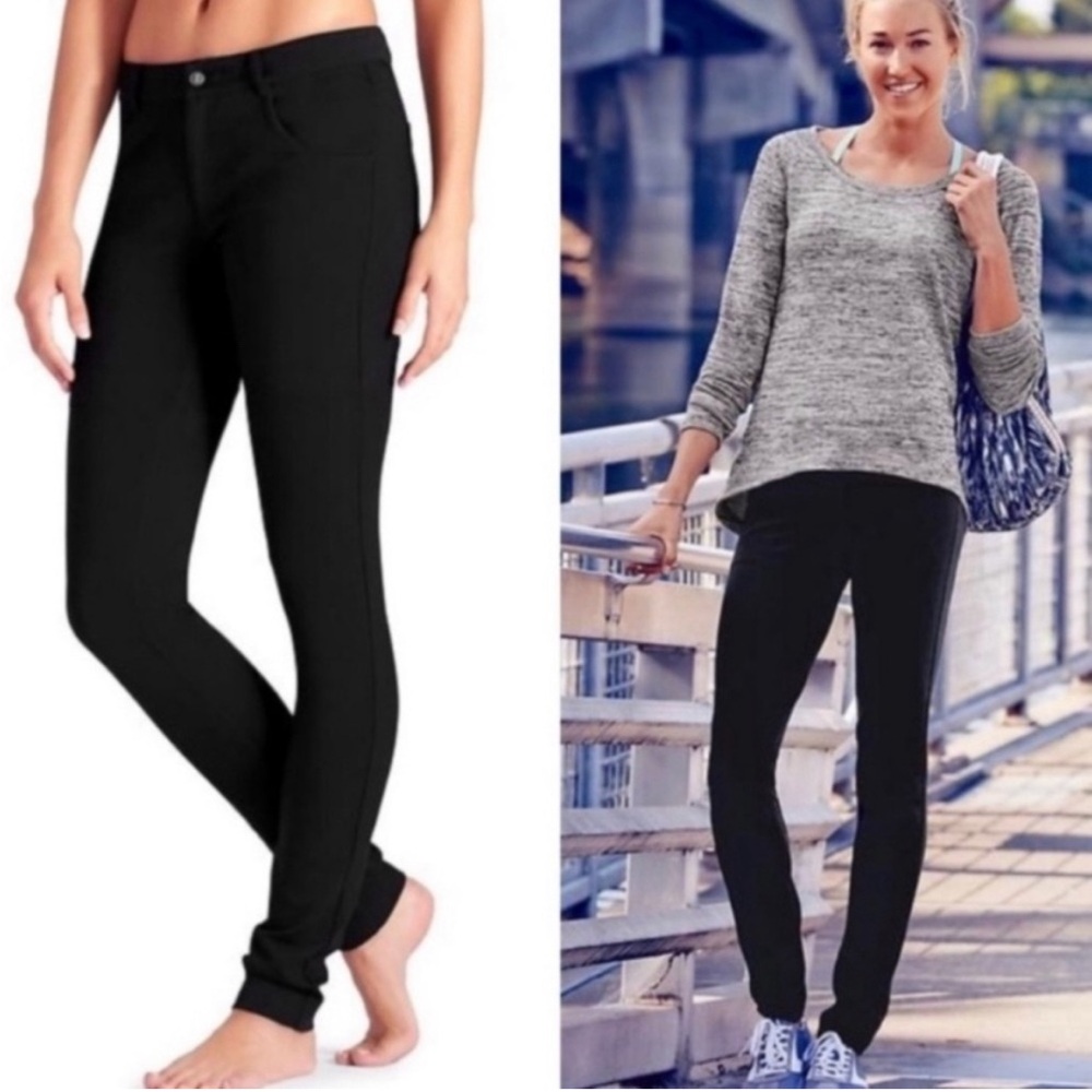 Athleta Black Skinny Ponte Stretch Knit Pants Size 12 - Picture 1 of 10